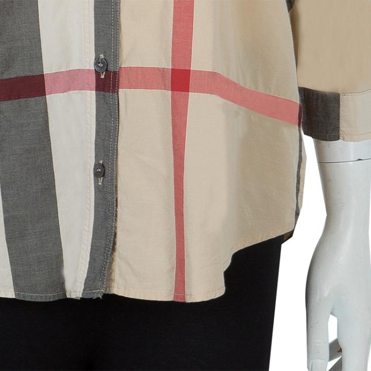 مملوكة مسبقًا Burberry Beige Novacheck Button Down Cotton Shirt S
