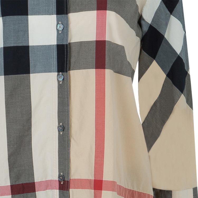 مملوكة مسبقًا Burberry Beige Novacheck Button Down Cotton Shirt S