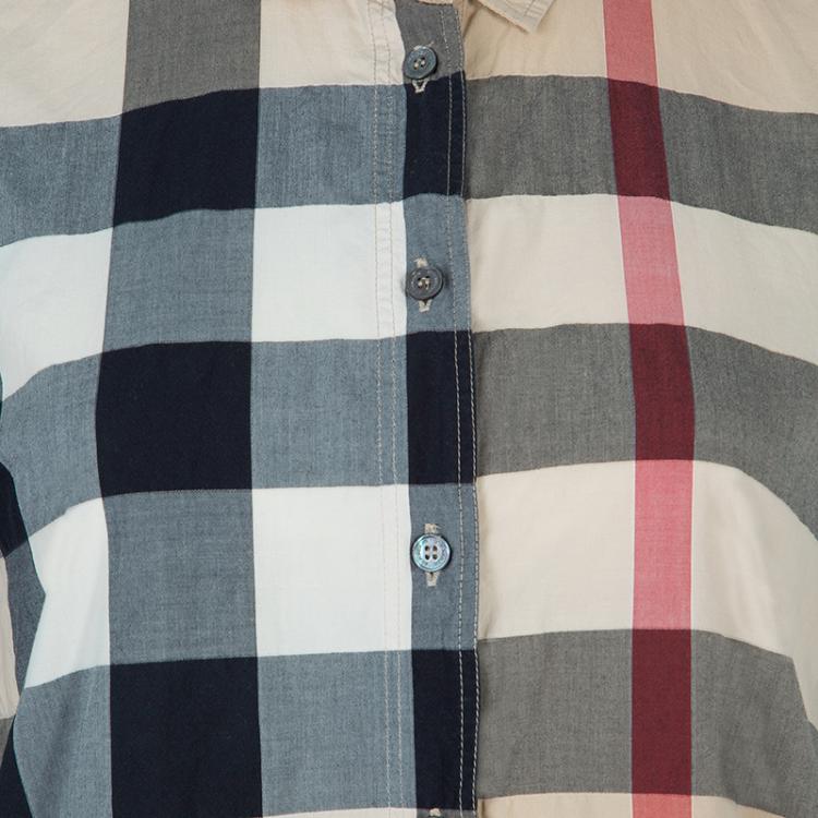 مملوكة مسبقًا Burberry Beige Novacheck Button Down Cotton Shirt S