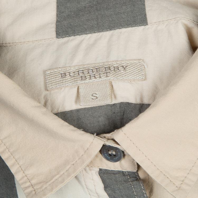 مملوكة مسبقًا Burberry Beige Novacheck Button Down Cotton Shirt S