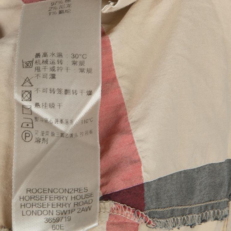مملوكة مسبقًا Burberry Beige Novacheck Button Down Cotton Shirt S