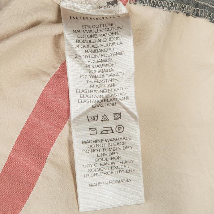 مملوكة مسبقًا Burberry Beige Novacheck Button Down Cotton Shirt S