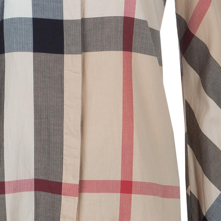 Pre Owned Burberry Beige Novacheck Long Sleeve Button Down Cotton Shirt S