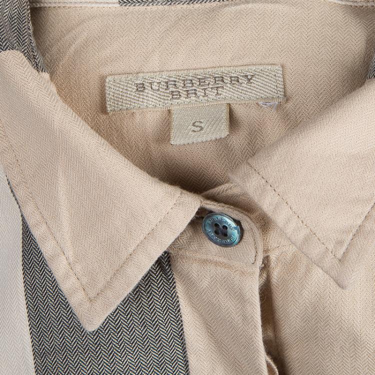 Pre Owned Burberry Beige Novacheck Long Sleeve Button Down Cotton Shirt S