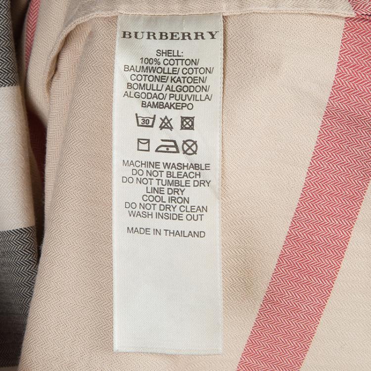 Pre Owned Burberry Beige Novacheck Long Sleeve Button Down Cotton Shirt S