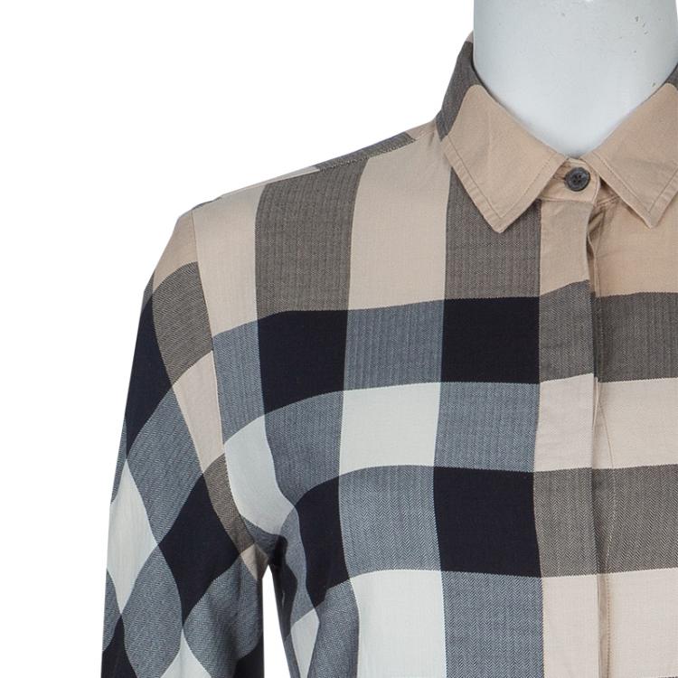 Pre Owned Burberry Beige Novacheck Long Sleeve Button Down Cotton Shirt M