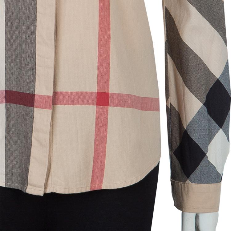 Pre Owned Burberry Beige Novacheck Long Sleeve Button Down Cotton Shirt M