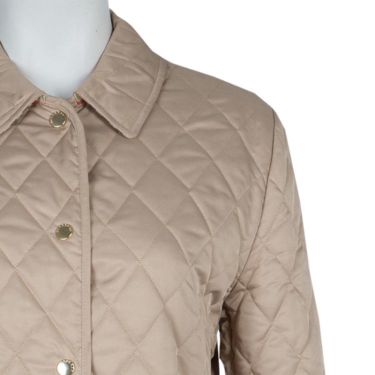 Pre Owned Burberry Beige Diamond Quilted Jacket S