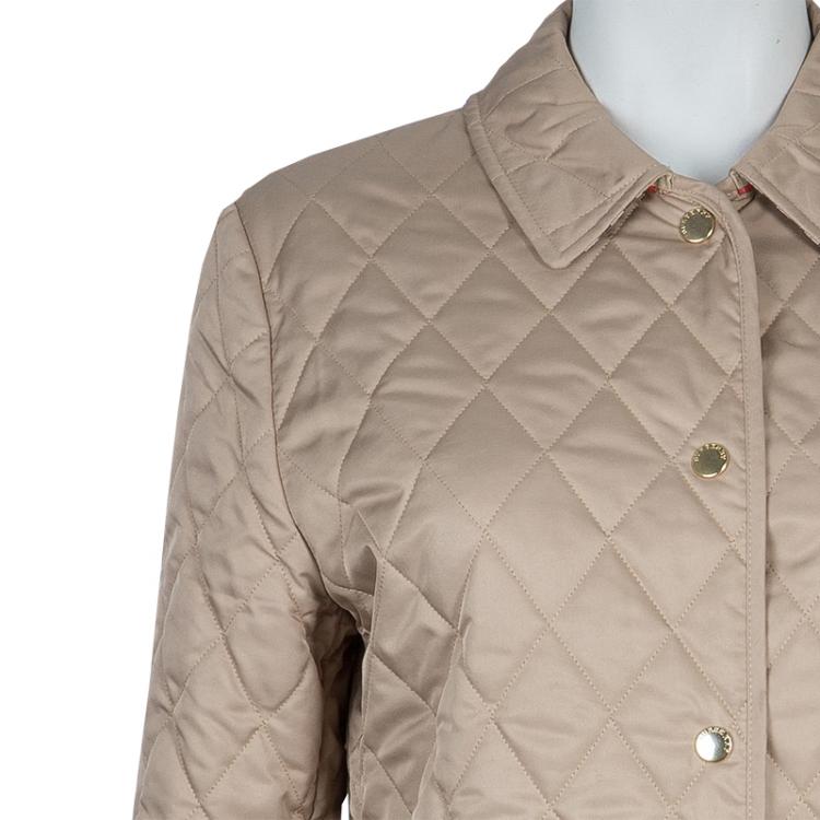 Pre Owned Burberry Beige Diamond Quilted Jacket S