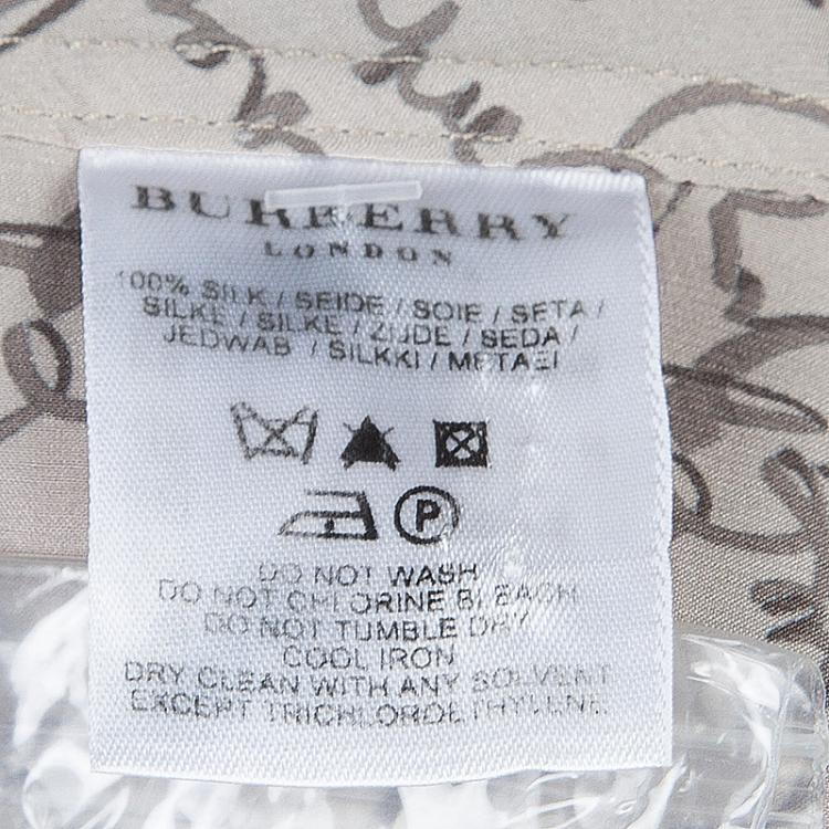 Pre Owned Burberry Grey Silk Button Down Blouse L