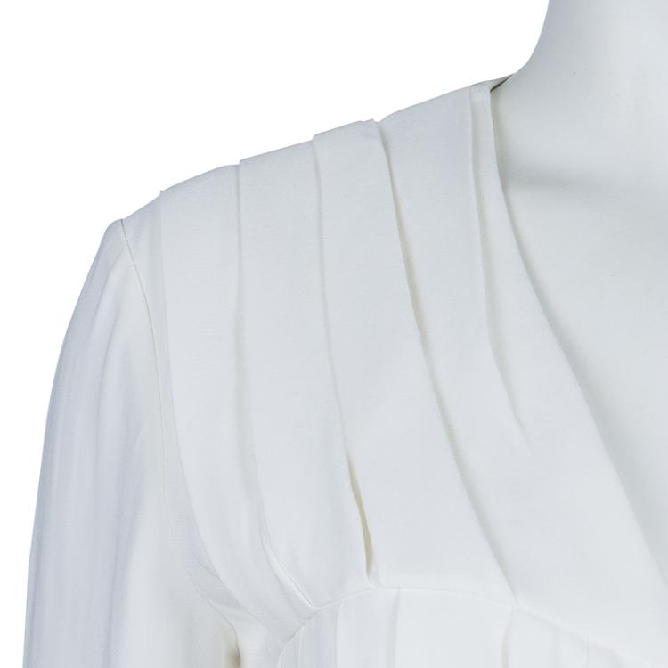 Pre Owned Burberry Prorsum Off-white Pleated Dress M