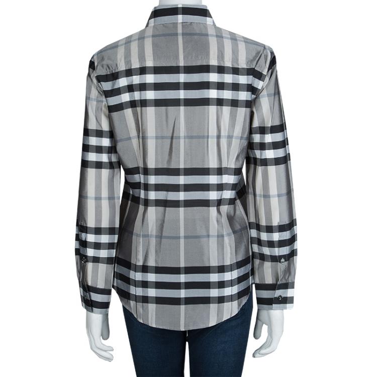 Pre Owned Burberry Grey Novacheck Long Sleeve Button Down Shirt M