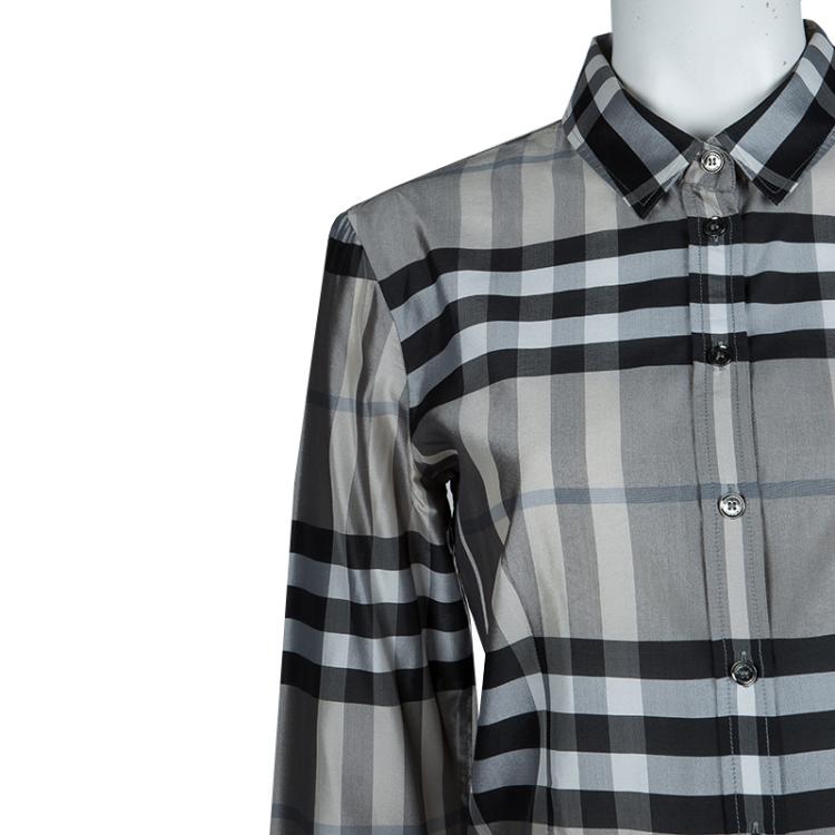 Pre Owned Burberry Grey Novacheck Long Sleeve Button Down Shirt M