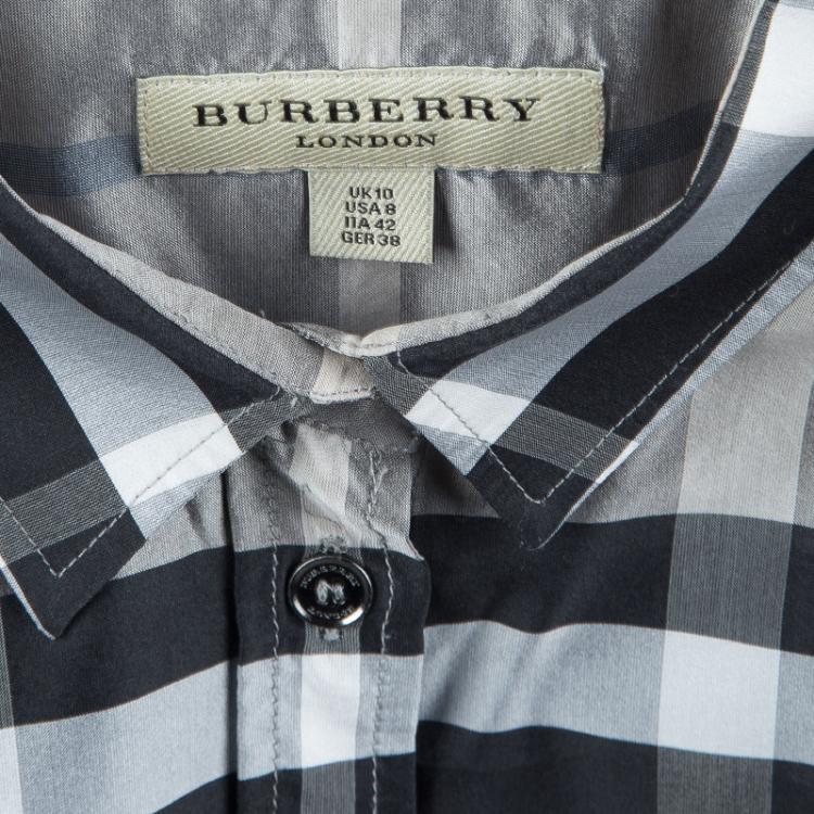 Pre Owned Burberry Grey Novacheck Long Sleeve Button Down Shirt M