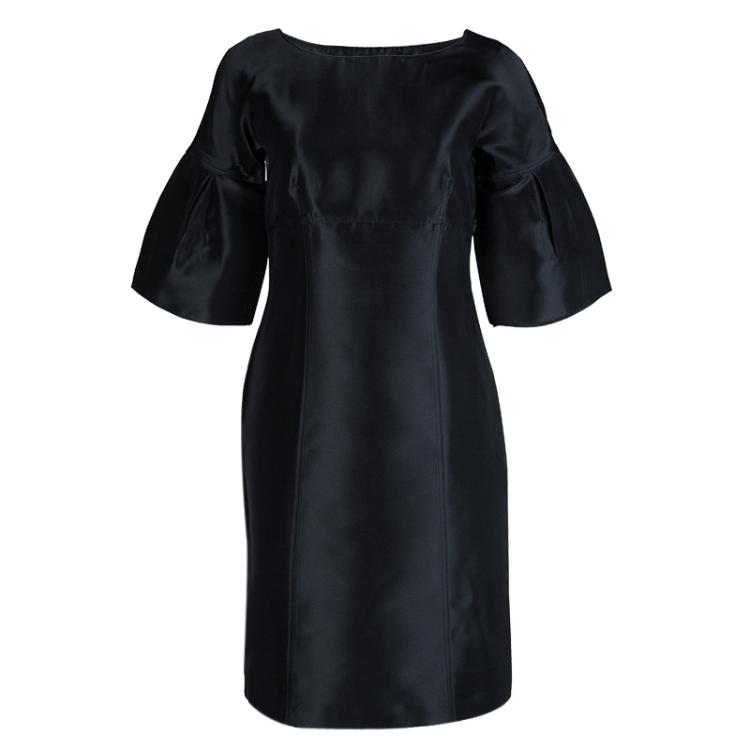 Pre Owned Burberry Black Short Sleeve Sheath Dress S