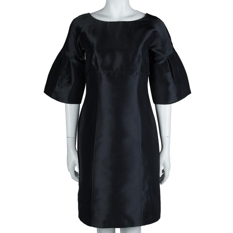 Pre Owned Burberry Black Short Sleeve Sheath Dress S