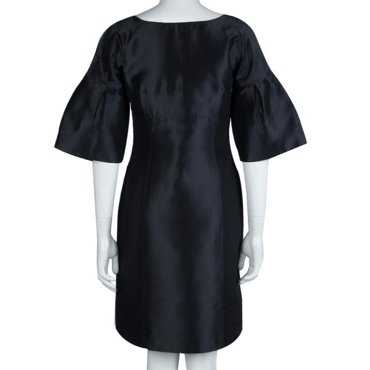 Pre Owned Burberry Black Short Sleeve Sheath Dress S
