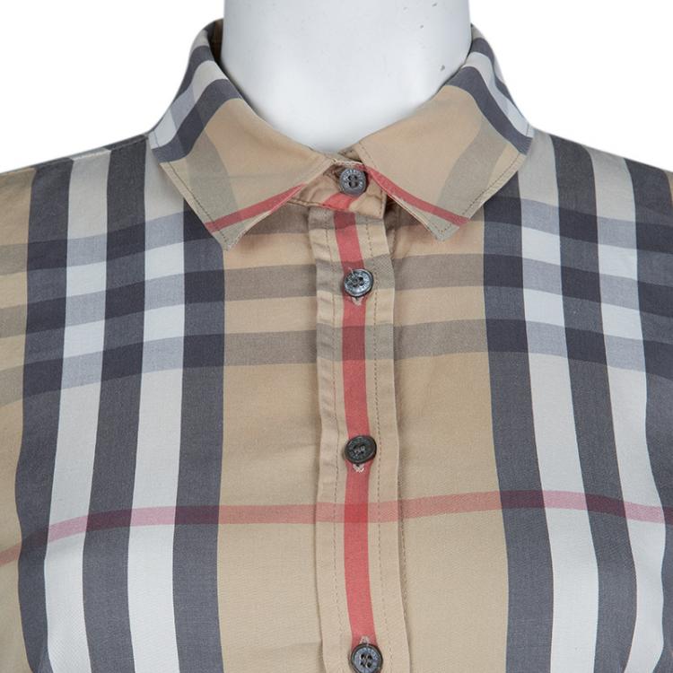 Pre Owned Burberry Beige Novacheck Long Sleeve Buttondown Cotton Shirt S