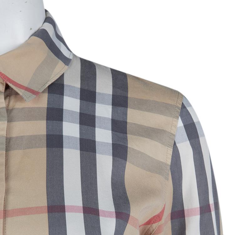 Pre Owned Burberry Beige Novacheck Long Sleeve Buttondown Cotton Shirt S