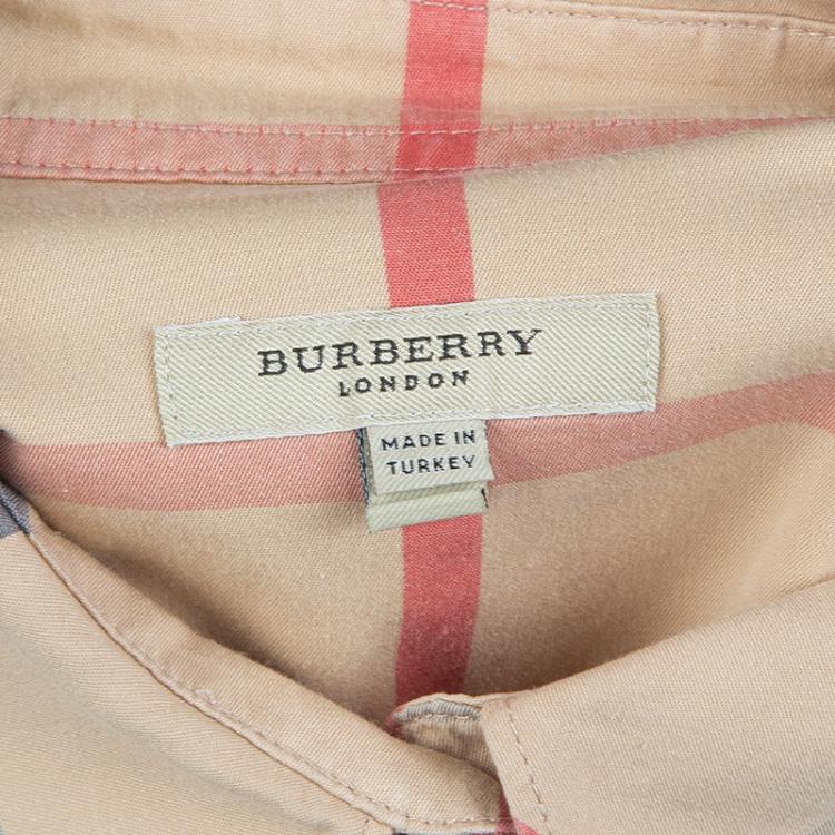 Pre Owned Burberry Beige Novacheck Long Sleeve Buttondown Cotton Shirt S