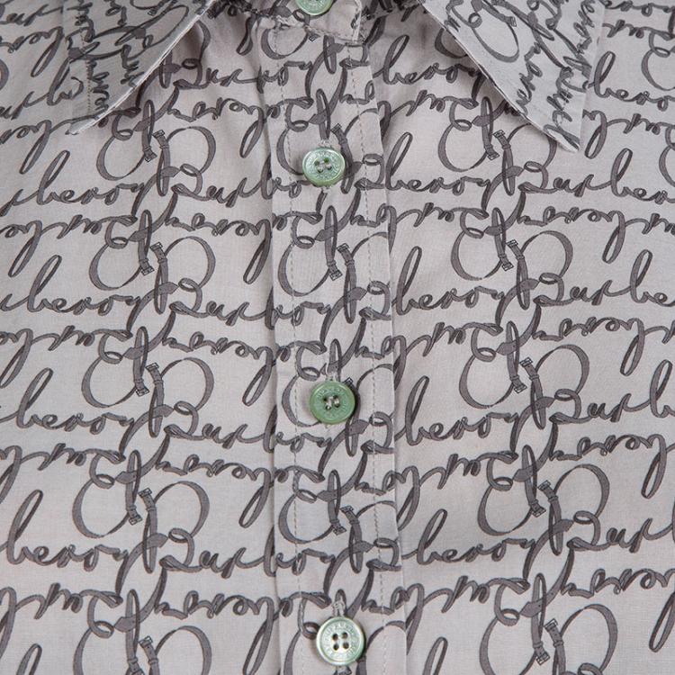 Pre Owned Burberry Beige Monogram Print Cotton Long Sleeve Buttondown Shirt M  