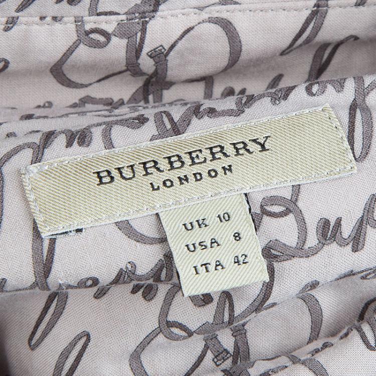 Pre Owned Burberry Beige Monogram Print Cotton Long Sleeve Buttondown Shirt M  
