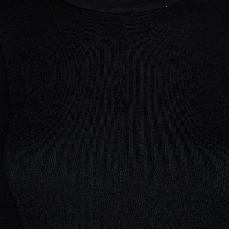 Pre Owned Burberry Black Wool Mandarin Collar Long Sleeve Dress M