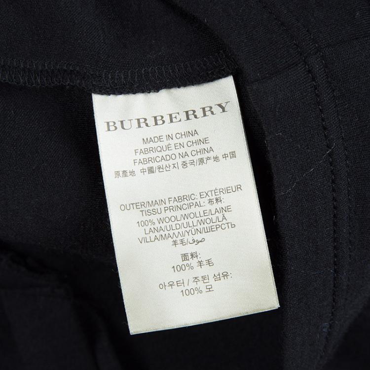 Pre Owned Burberry Black Wool Mandarin Collar Long Sleeve Dress M