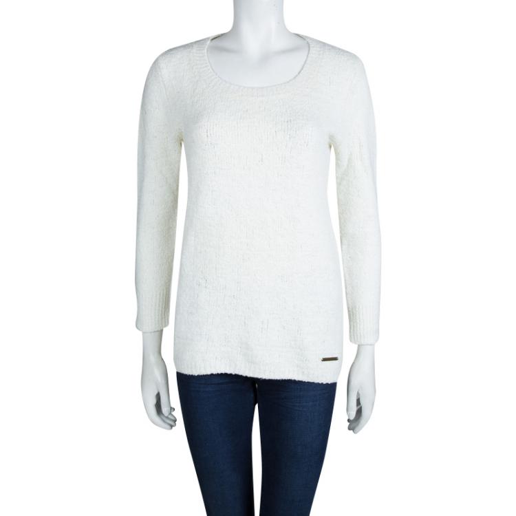 مملوكة مسبقًا Burberry Brit White Long Sleeve Crew NeckSweater XS
