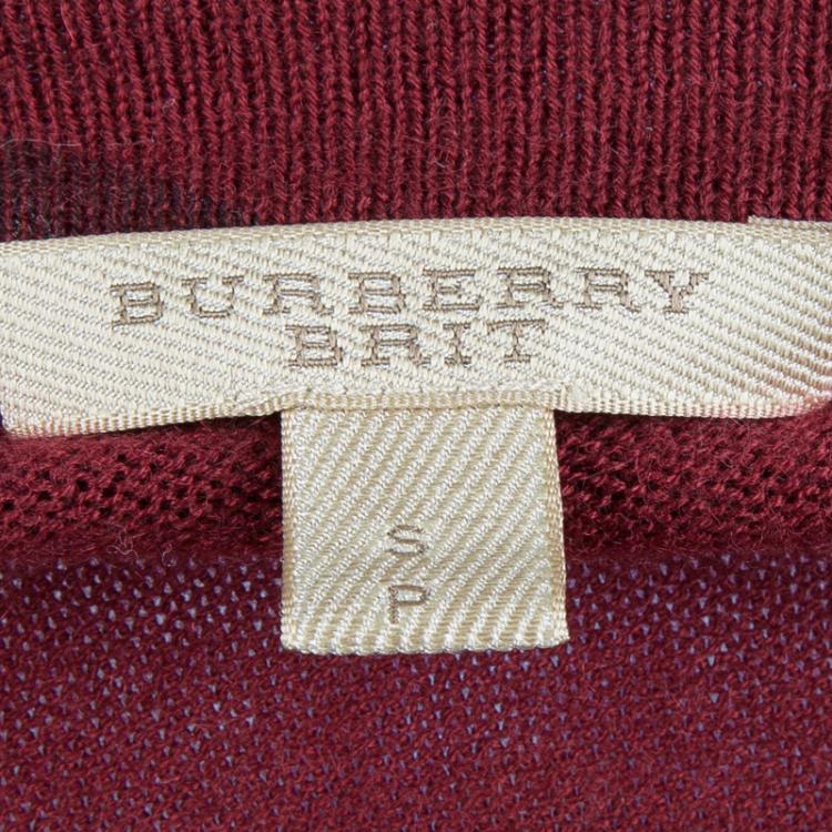 مملوكة مسبقًا Burberry Brit Burgundy Long Sleeve V Neck Sweater S