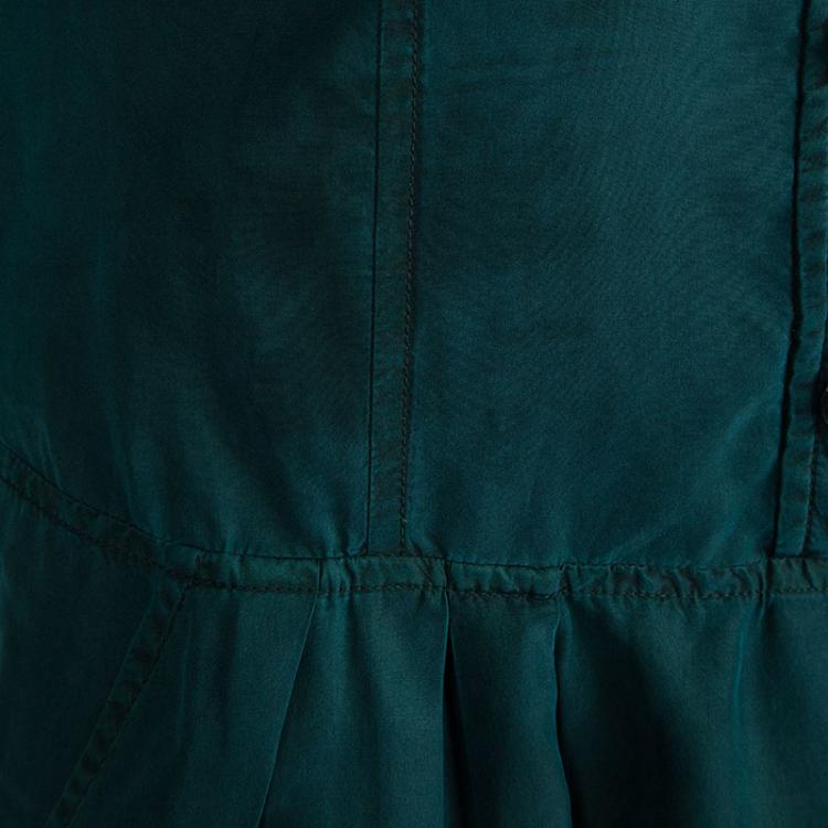 Pre Owned Burberry Brit Green Overdyed Mulberry Silk Shirt Dress S