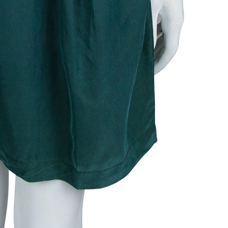 Pre Owned Burberry Brit Green Overdyed Mulberry Silk Shirt Dress S