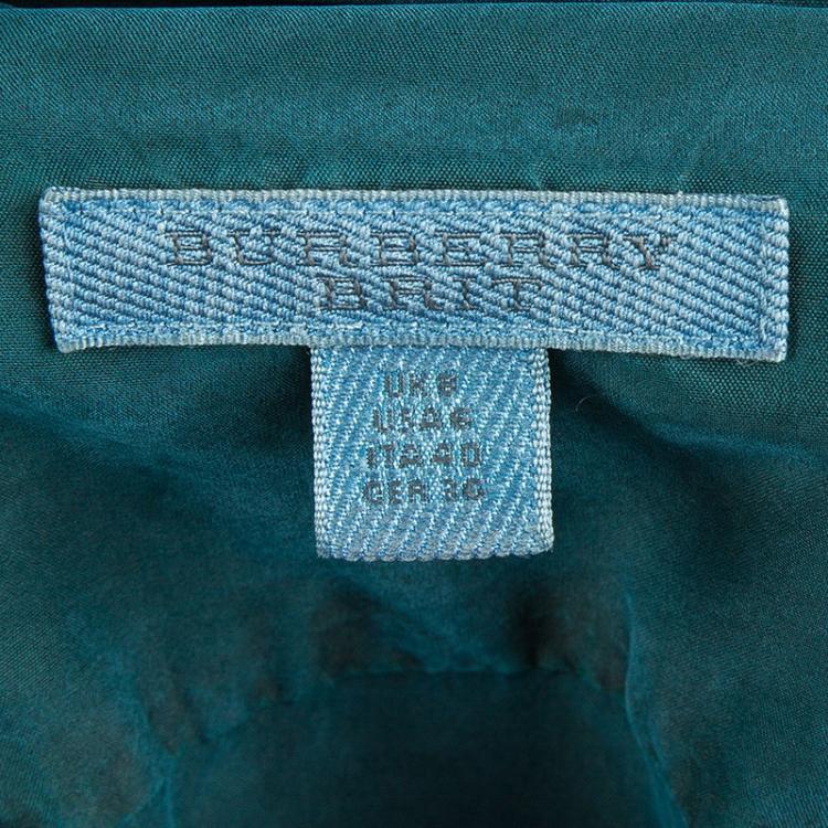 Pre Owned Burberry Brit Green Overdyed Mulberry Silk Shirt Dress S