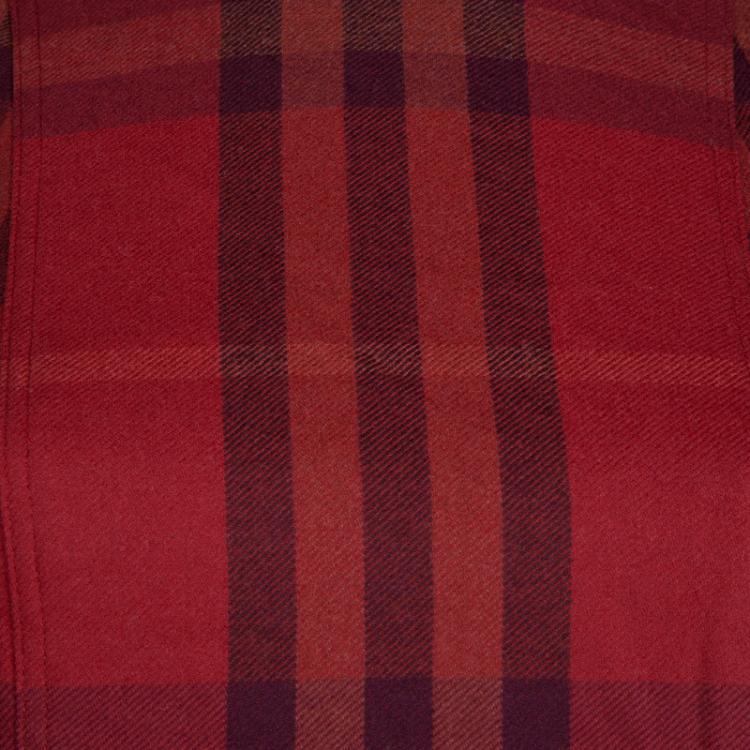 Pre Owned Burberry Red Checked Short Sleeve Wool Dress S