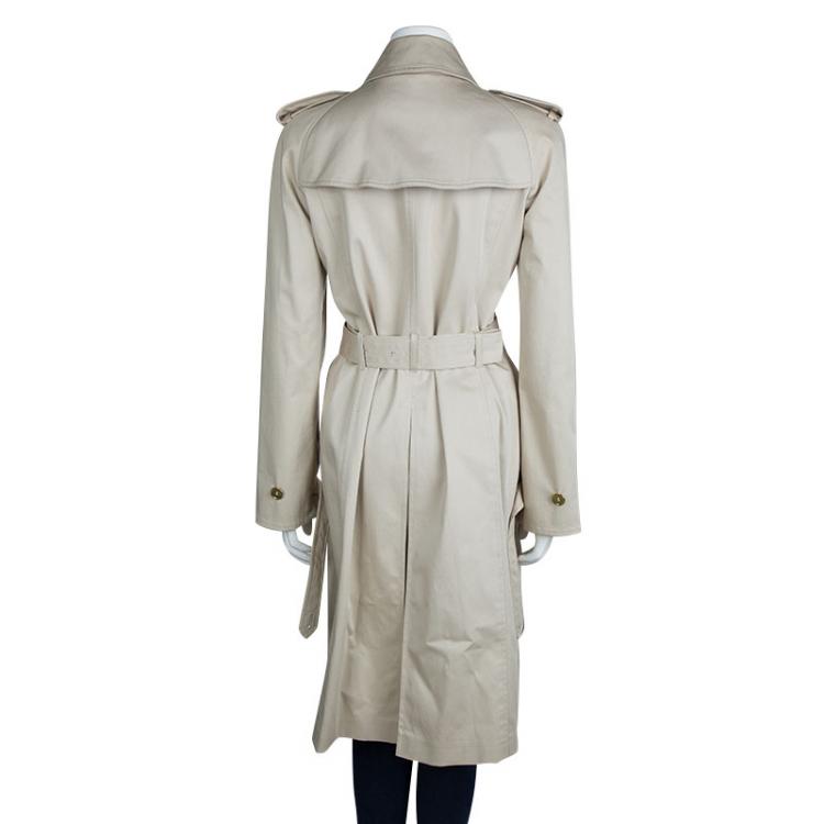 Pre Owned Burberry Beige Cotton Double Breasted Belted Trench Coat M