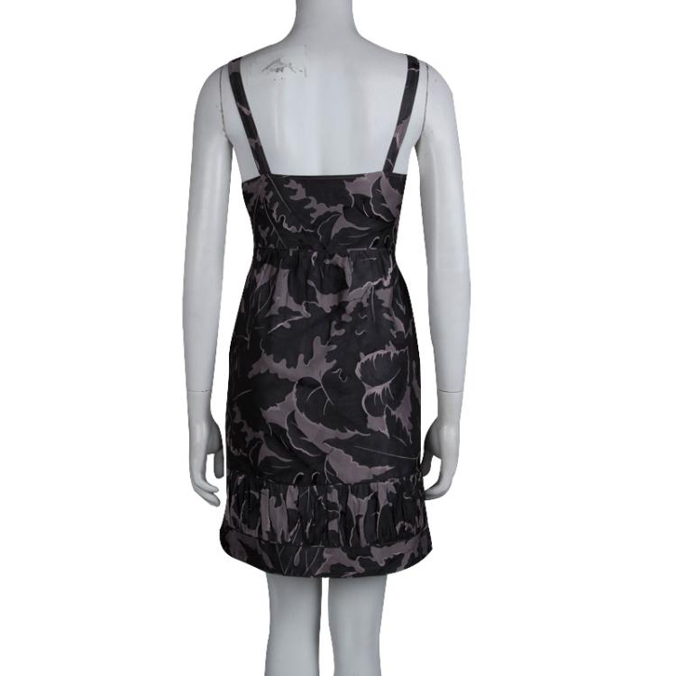 Pre Owned Burberry Grey Floral Jacquard Bustier Dress S