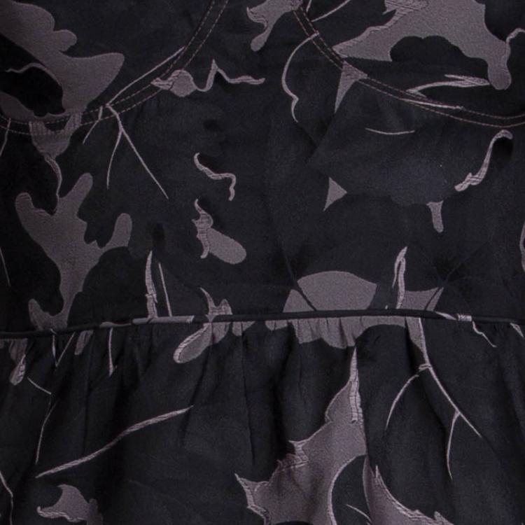 Pre Owned Burberry Grey Floral Jacquard Bustier Dress S