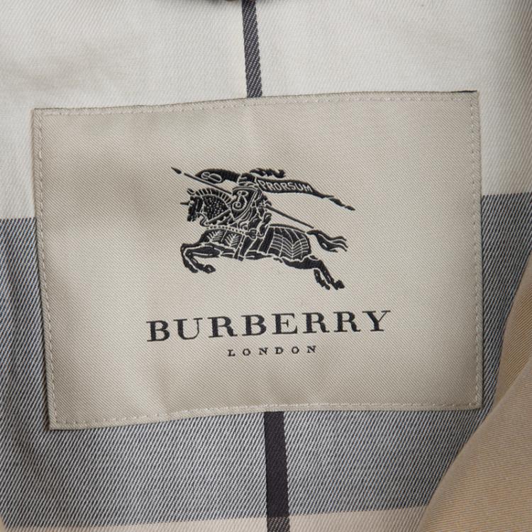 Pre Owned Burberry Beige Cotton Double Breasted Belted Trench Coat S
