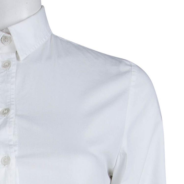 Pre Owned Burberry White Cotton Novacheck Cuff Button Front Shirt XS