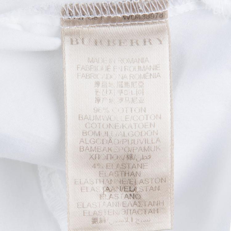 Pre Owned Burberry White Cotton Novacheck Cuff Button Front Shirt XS