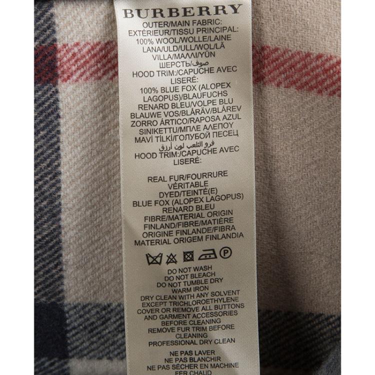 Pre Owned Burberry Brit Grey Wool Fur Trim Coat S