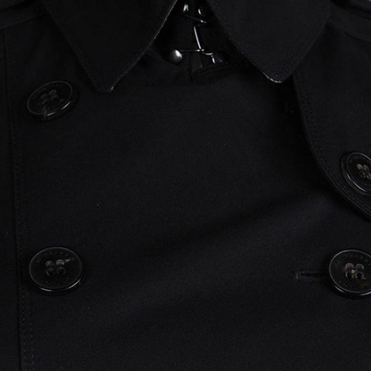 مملوكة مسبقًا Burberry London Black Cotton Ruched Sleeve Detail Trench Coat S 