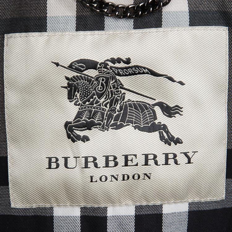 مملوكة مسبقًا Burberry London Black Cotton Ruched Sleeve Detail Trench Coat S 