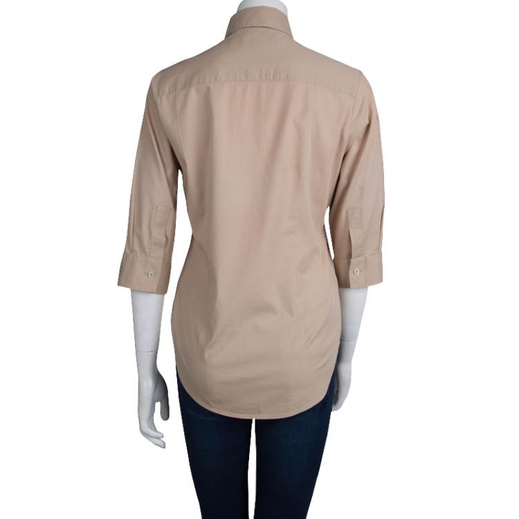 Pre Owned Burberry London Beige Button Down Cotton Shirt S