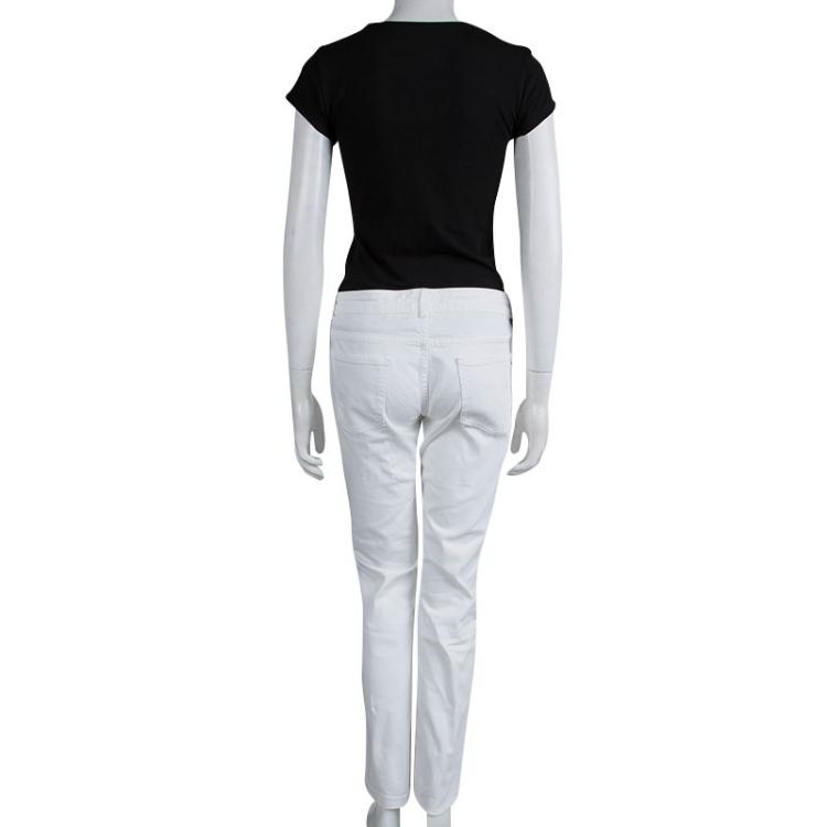 Pre Owned Burberry White Denim Straight Fit Jeans M