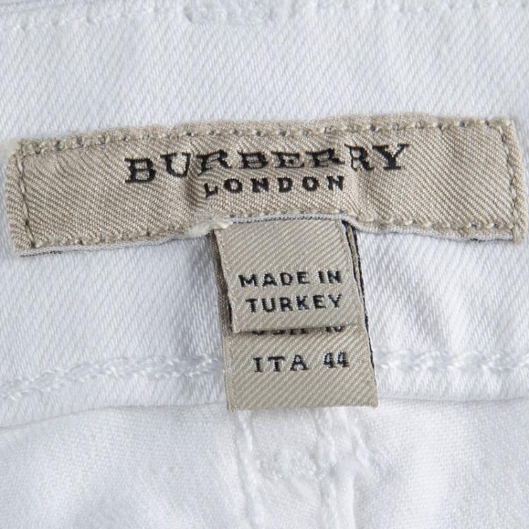 Pre Owned Burberry White Denim Straight Fit Jeans M