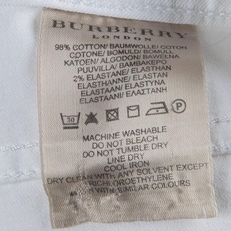 Pre Owned Burberry White Denim Straight Fit Jeans M