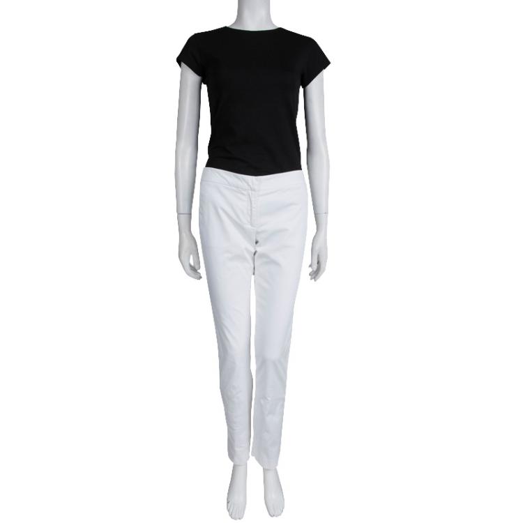 Pre Owned Burberry White Cotton Trousers M
