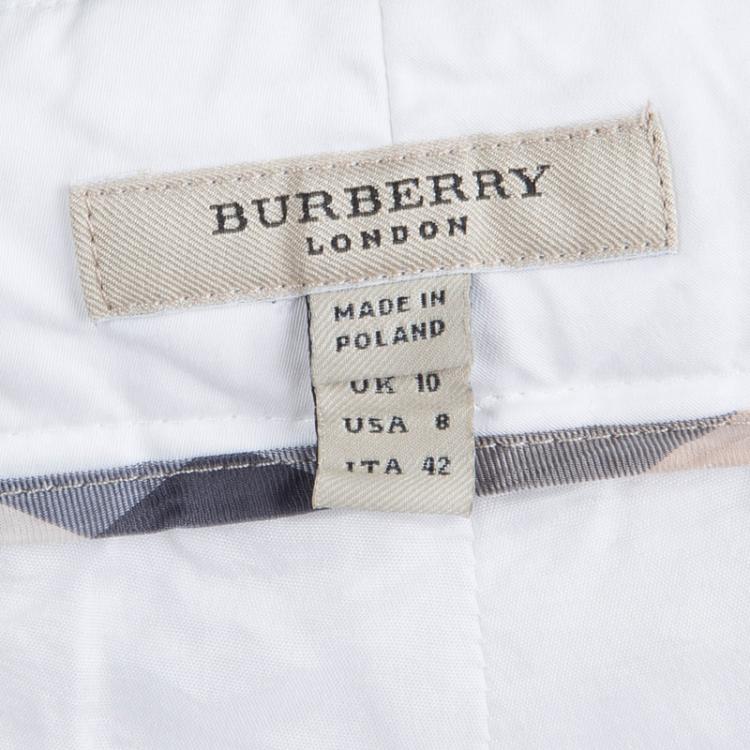 Pre Owned Burberry White Cotton Trousers M
