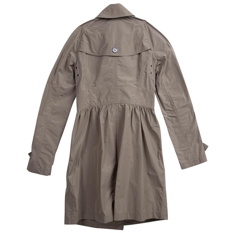 Pre Owned Burberry Brit Beige Double Breasted Overcoat XS